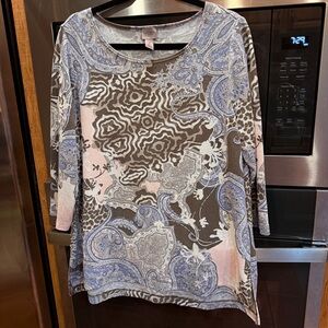 Easy Wear by Chico’s /‎ Paisley Print Women's Top - Multicolor - Blue -Grey-Pink